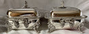 Georgian, George IV, Pair of Old Sheffield Plate Entree Dishes & Covers on Warming Stands. Marital Arms of Dickson & Huntley, circa 1820 - 1830.