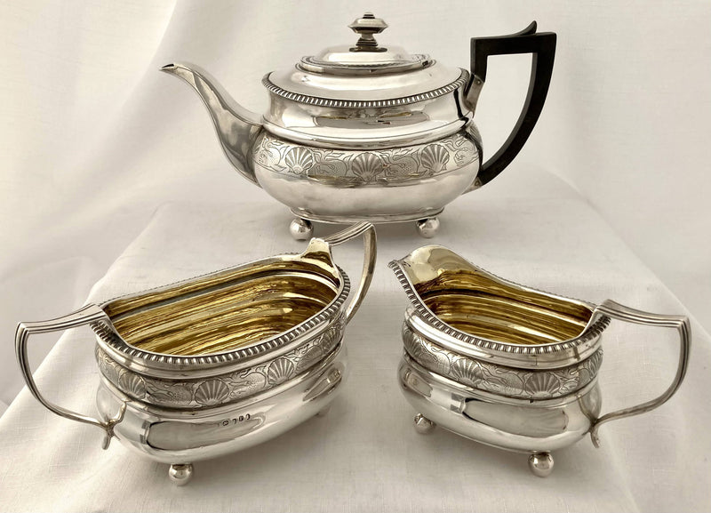 Georgian, George III, Silver Tea Set. London 1810 Solomon Hougham. 36 troy ounces.