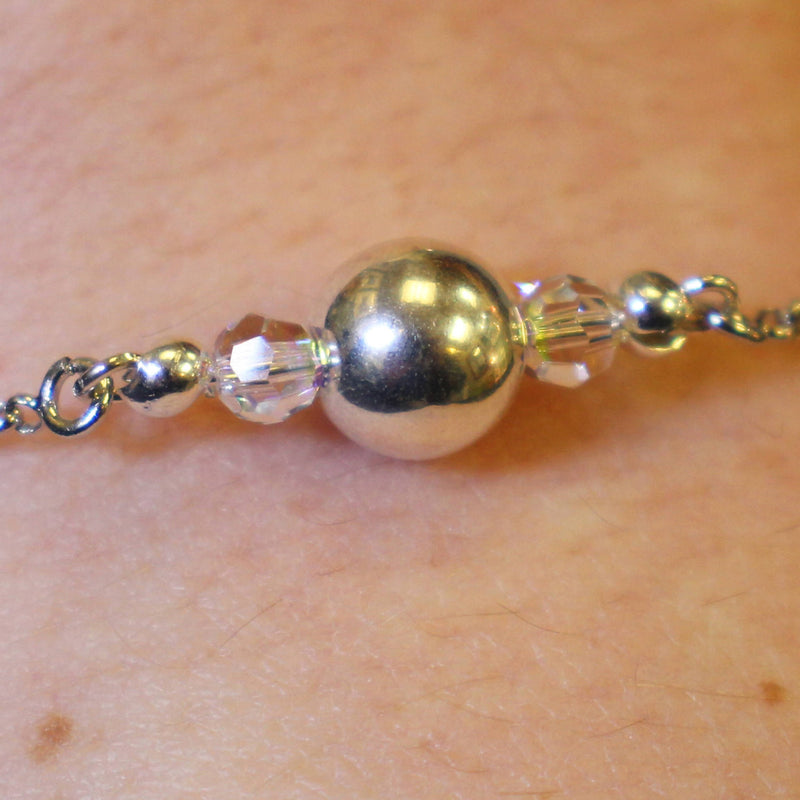 Bridget: Adjustable Swarovski crystal-silver bead bracelet