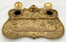 Late 19th Century French Gilt Bronze Naturalistic Desk Set, Signed E. Gros.
