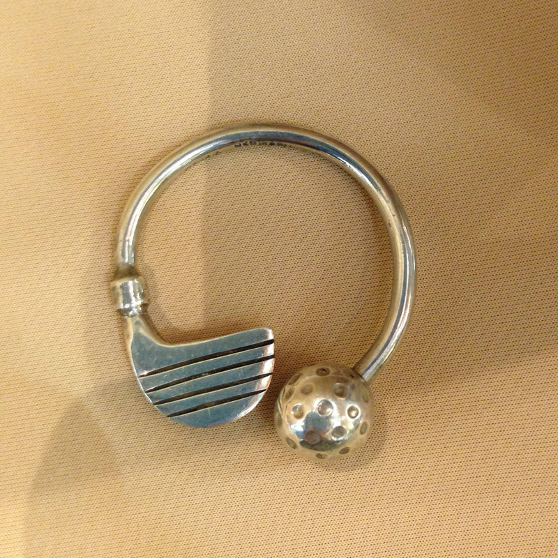 Silver golf club key ring
