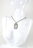 Vintage Silver & Moonstone Statement Pendant & Chain