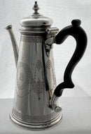 Georgian, George II, Silver Coffee Pot with Crest of Baron Monson. London 1731 Thomas Tearle. 29.7 troy ounces.