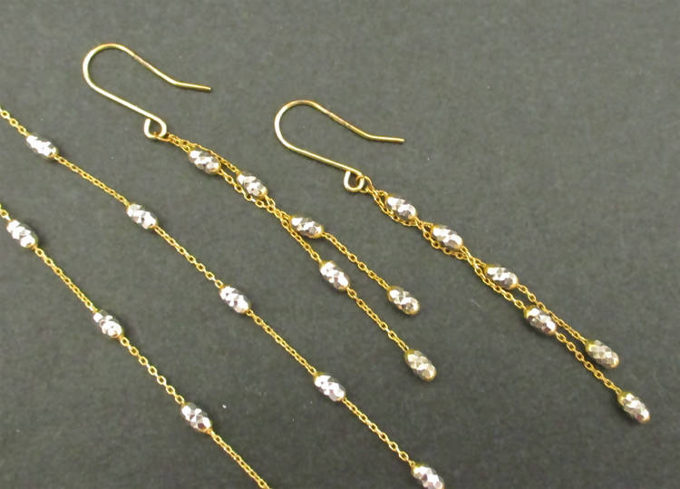 9ct gold necklace and matching drop earrings
