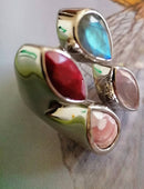 New Sterling Silver Multi gemstone statement ring - Sizes S, T