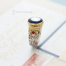 French Bijoux Canyon Silver Lapis Lazuli & Coral Ring