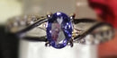 New Tanzanite & Zircon Rhodium Overlay 925 Sterling Silver - Size N