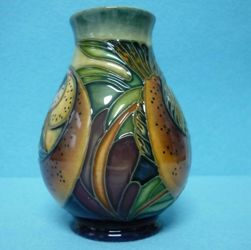 A Boxed Moorcroft Small Vase in the Trout Design by Philip Gibson