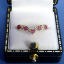 9ct Ruby and Diamond Wishbone Ring Size N