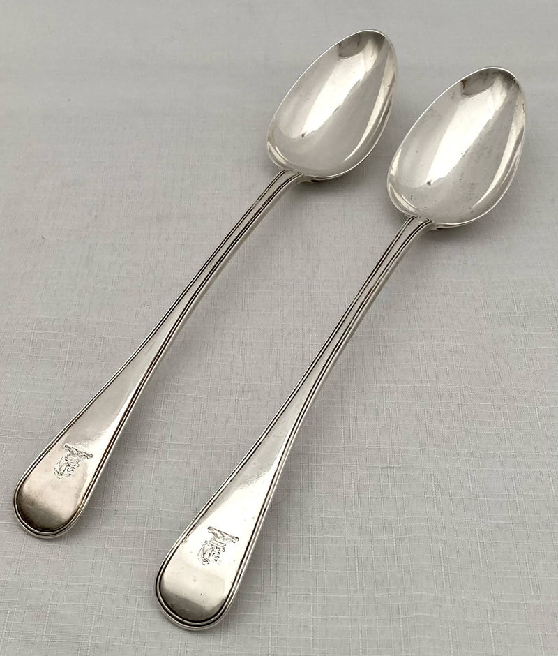 Georgian, George IV, Pair of Silver Basting Spoons. London 1821 Eley & Fearn. 8.8 troy ounces.