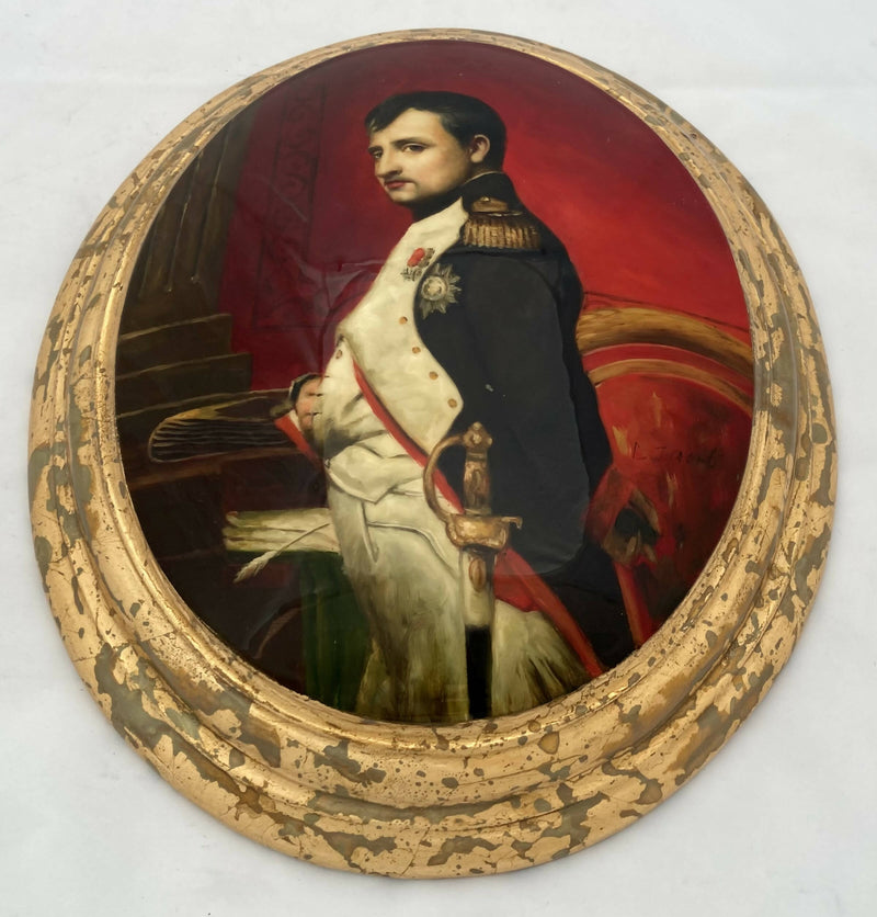 A Pair of Large Oval Portrait Plaques of Napoleon Bonaparte in Military Uniform.