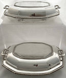 Pair of Octagonal Silver Plated & Crested Entree Dishes with Covers. Elkington & Co. 1923.