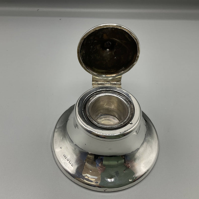 Edwardian silver capstan inkwell