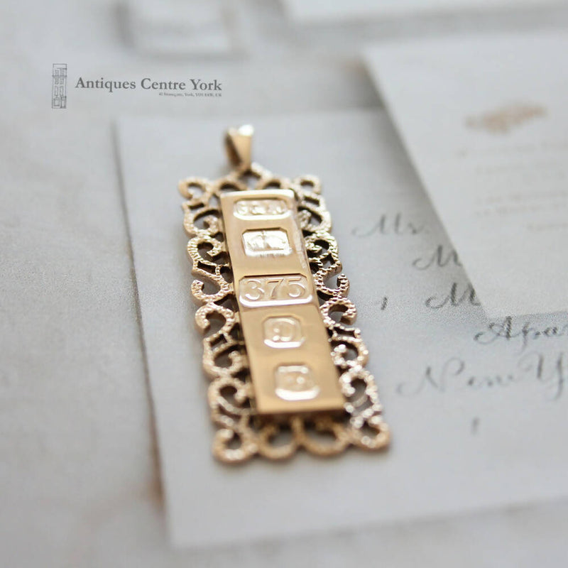 London 1978 9ct Gold Ingot Pendant