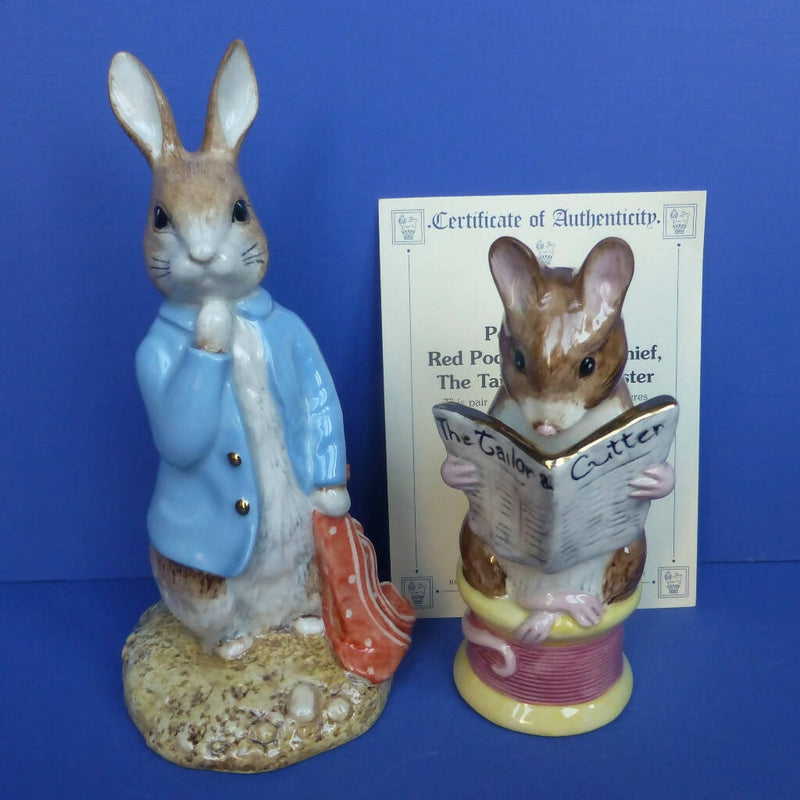 Beswick Large Limited Edition Beatrix Potter Figurines - Peter and The Pocket Handkerchief & Tailor Of Gloucester (Boxed)