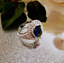 New AA Canadian Ammolite Natural Cambodian Zircon Ring in Platinum Overlay Sterling Silver