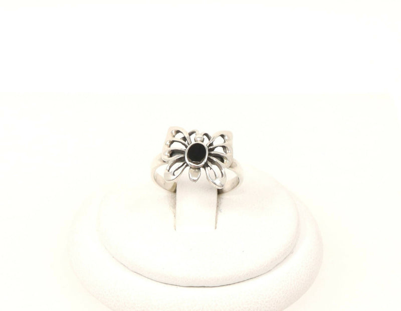 Vintage Silver & Onyx Butterfly Ring