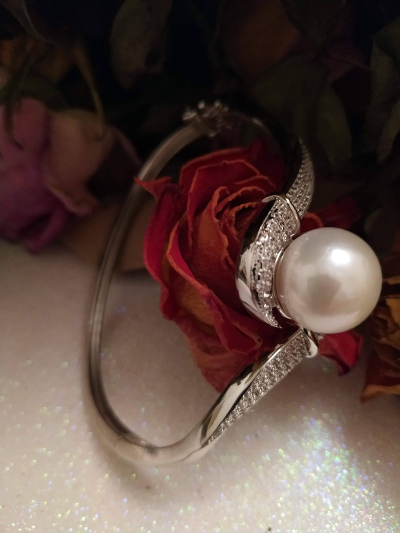 New Edison Pearl, White Zircon Bracelet
