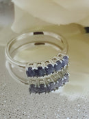 New Burmese Sapphire 5 Stone Sterling Silver Ring - Size R/S