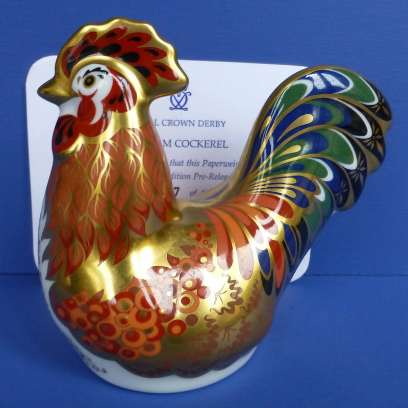 Royal Crown Derby Limited Edition Pre-Release Paperweight - Bantam Cockerel (Boxed)