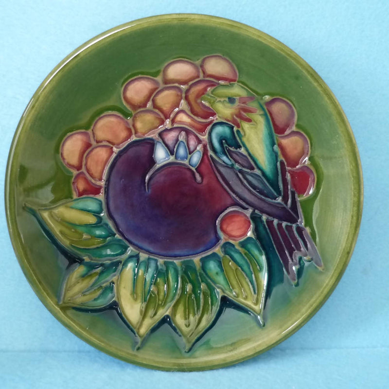 A Moorcroft Pin Dish in the Finch Design by Sally Tuffin