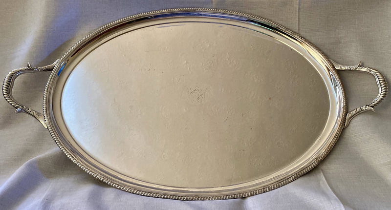 Georgian, George III period, Old Sheffield Plate serving tray from the Bull & Mouth Coaching Inn, City of London, circa 1790 - 1810.