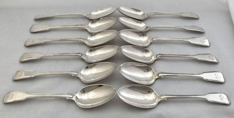 Georgian, George III, Twelve Silver Tablespoons. Crested for William Duncombe 2nd Baron Feversham. 32.8 troy ounces.