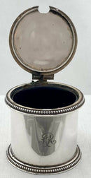 Late Victorian Silver Plated Drum Mustard Pot, Monogram for Alfred de Rothschild.