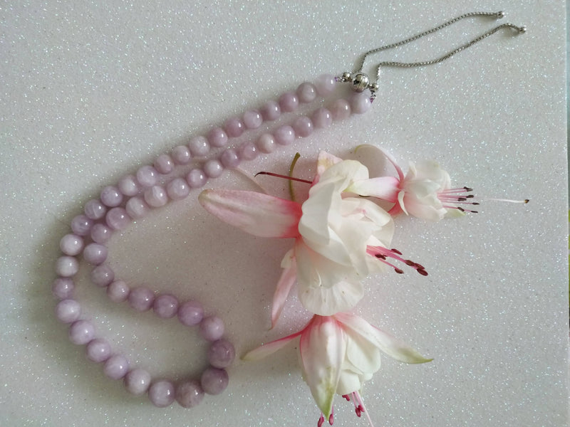 New Sterling Silver Kunzite Beaded Necklace