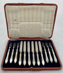 George V Cased Set of Silver Handled Dessert Knives & Forks for Six. Sheffield 1915 R. F. Mosley & Co.