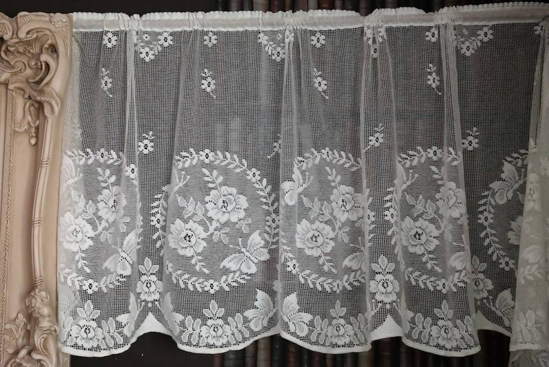 Bella Period design Cream cotton lace cafe curtain 29" drop off the roll per metre