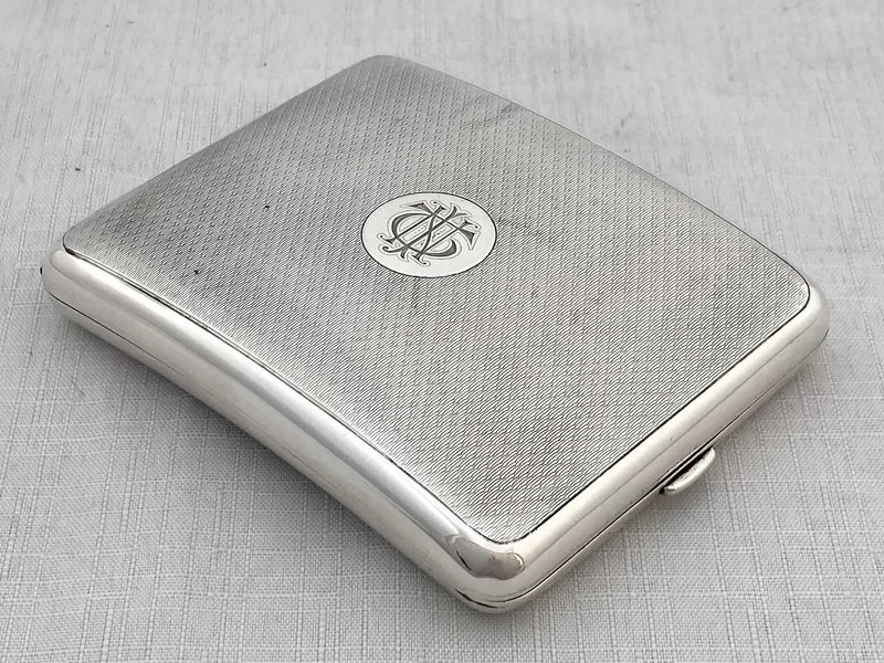 George V Silver Curved Cigarette Case. London 1926 Sampson Mordan & Co. 4.1 troy ounces.