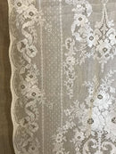 Leila Victorian design cream cotton lace curtain panel 36" x 84" long