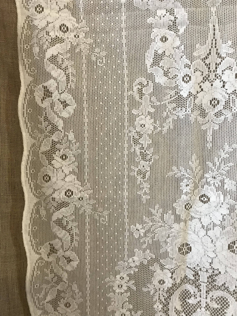 Lydia Victorian design cream cotton lace curtain panel 36" x 100" long
