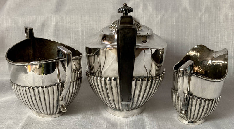 George V Period Silver Plated Tea Set with Part Fluted Decoration, Circa 1920's.