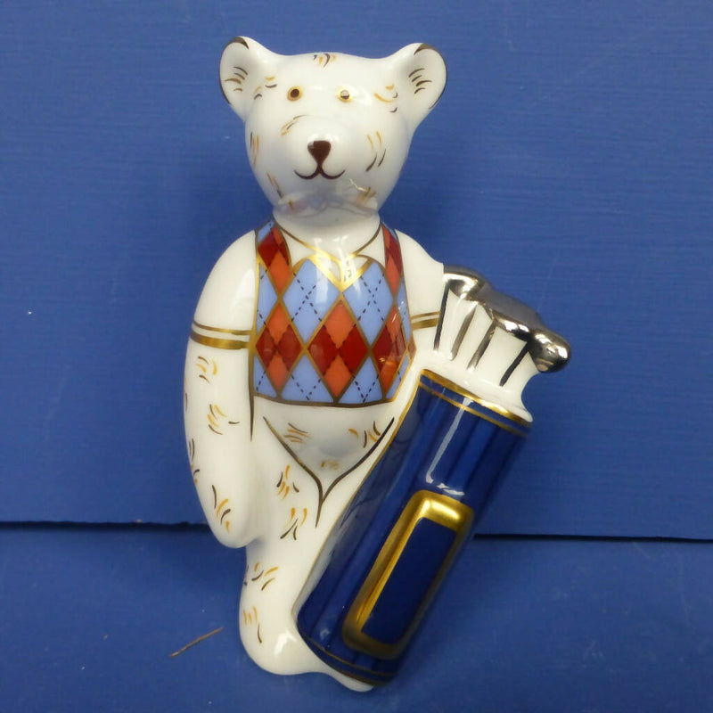 Royal Crown Derby Teddy Bear - Golfer