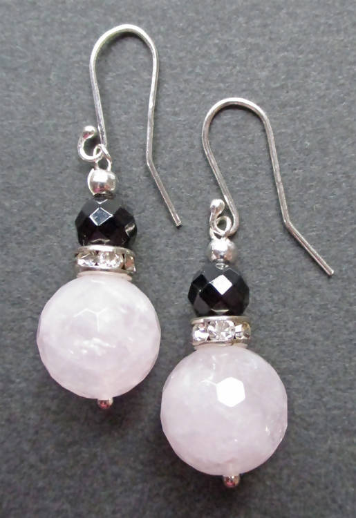 Bridget: Rose quartz and black onyx earrings (045)