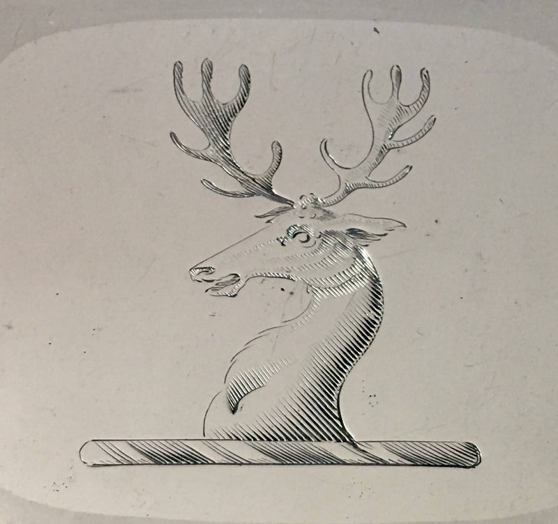 Georgian, George III period, Old Sheffield Plate waiter with stag crest, circa 1810 - 1820.