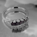 New Burmese Sapphire 5 Stone Sterling Silver Ring - Size R/S