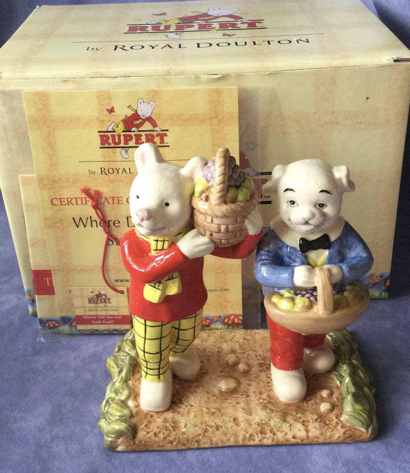 Royal Doulton Rupert The Bear Figure Figurine Where Did You Get Such Fruit