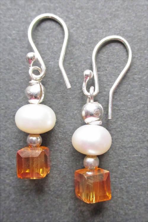 Bridget: 6mm pearl with crystal earrings (040)