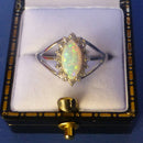 Silver White Opalite Ring Size O