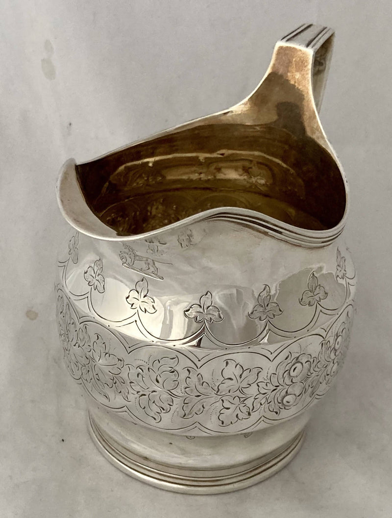 Georgian, George III, Crested Silver Cream Jug. London 1800 Robert & David Hennell. 5.49 troy ounces.