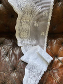 Gustavian -Vintage 1920's Style Pair of cream Cotton Lace Swag Curtain Panels - 15”/45”inches