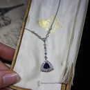 Handmade Platinum Sapphire & Diamond Necklace
