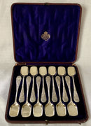 Victorian Cased Set of Twelve Ice Cream Shovels. Martin Hall & Co. of Sheffield. circa 1870 - 1890.