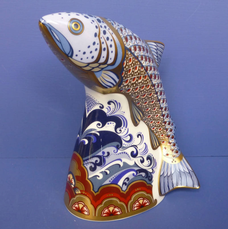 Royal Crown Derby Paperweight - Leaping Salmon (Boxed)