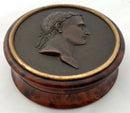 Napoleon Bonaparte Wooden Snuff Box Inset With A Bronze Medallion.
