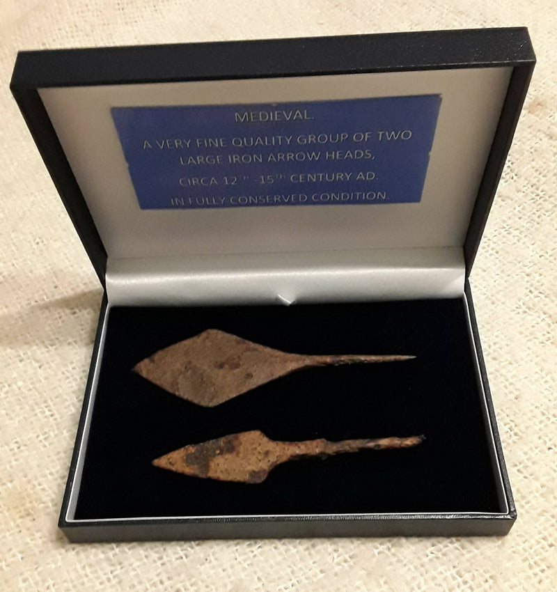A Group Of Two Medieval Period Iron Arrow Heads.