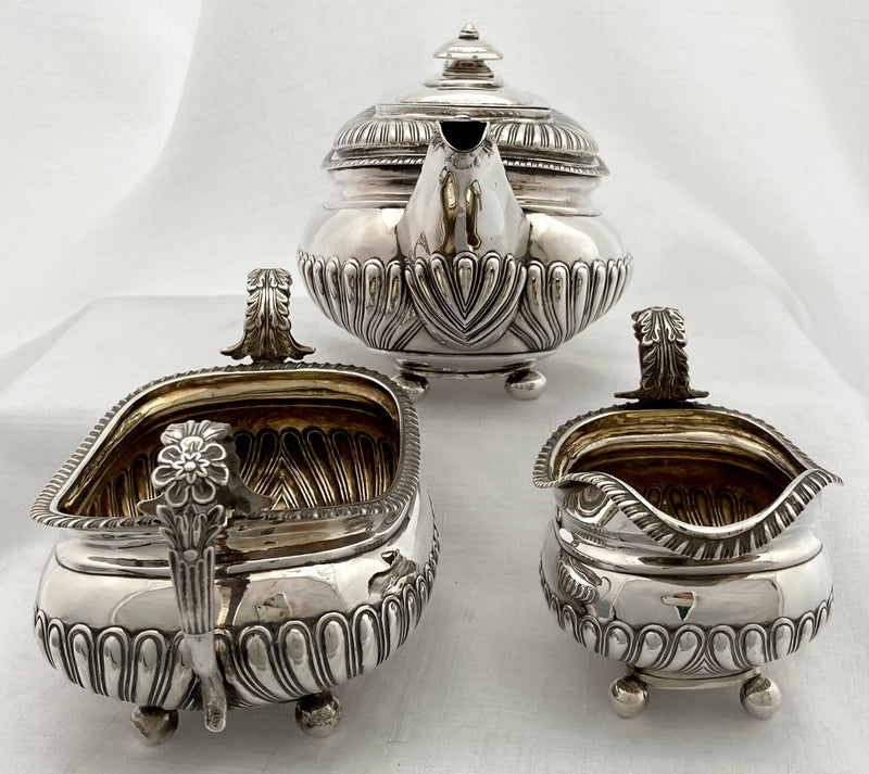 Georgian, George III, Silver Tea Set. London 1816 Alice and George Burrows II. 42.5 troy ounces.